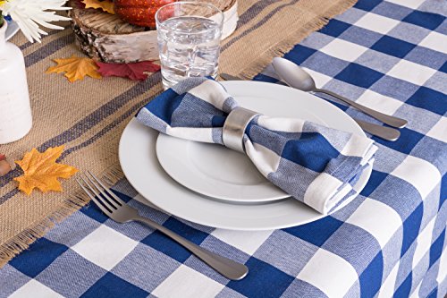 Dii Buffalo Check Collection, Classic Farmhouse Tablecloth, Tablecloth, 60X104, Navy & Cream #TOP2
