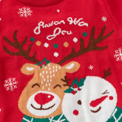 Image of Girl Ugly Christmas Sweater - Boy Double Layer Knitted Reindeer Holiday Xmas Pullover Sweater Kids 2-9 Years Old