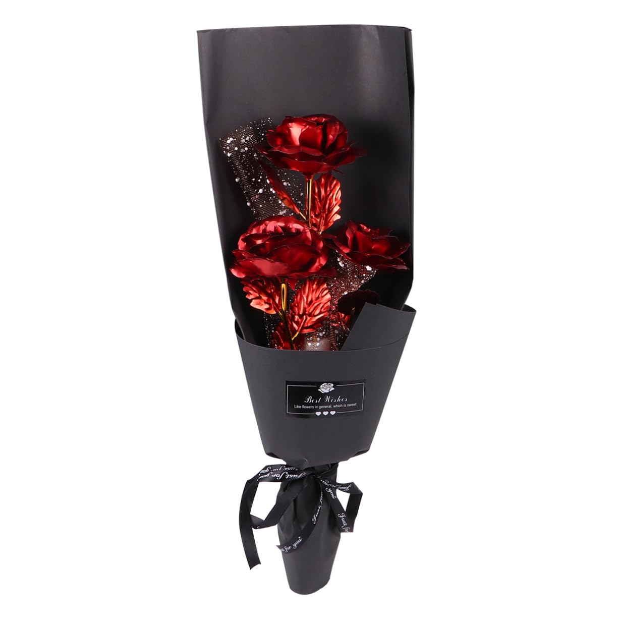 Rosenstrauß aus Goldfolie 3 Stück Rote Künstliche Rosen in Geschenkbox Dekorative 24k Goldfolie Rose als Geschenk für Ehefrau und Freundin zum Valentinstag oder Geburtstag