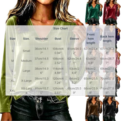 Women's Velvet Long Sleeve Shirt Elegant Dressy V-Neck Pullover Tops Holiday Party Casual Outfits - image 4