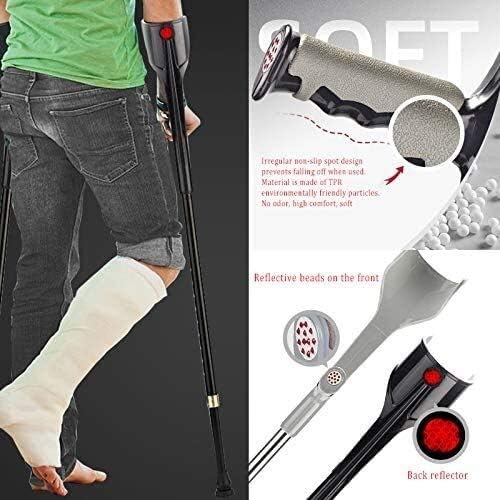 Cane Height Adjustable Forearm Crutch,Ergonomic Shock-Absorbing Elbow Crutches, with Comfy Handle Lightweight Assistance, for Men/Women,Black