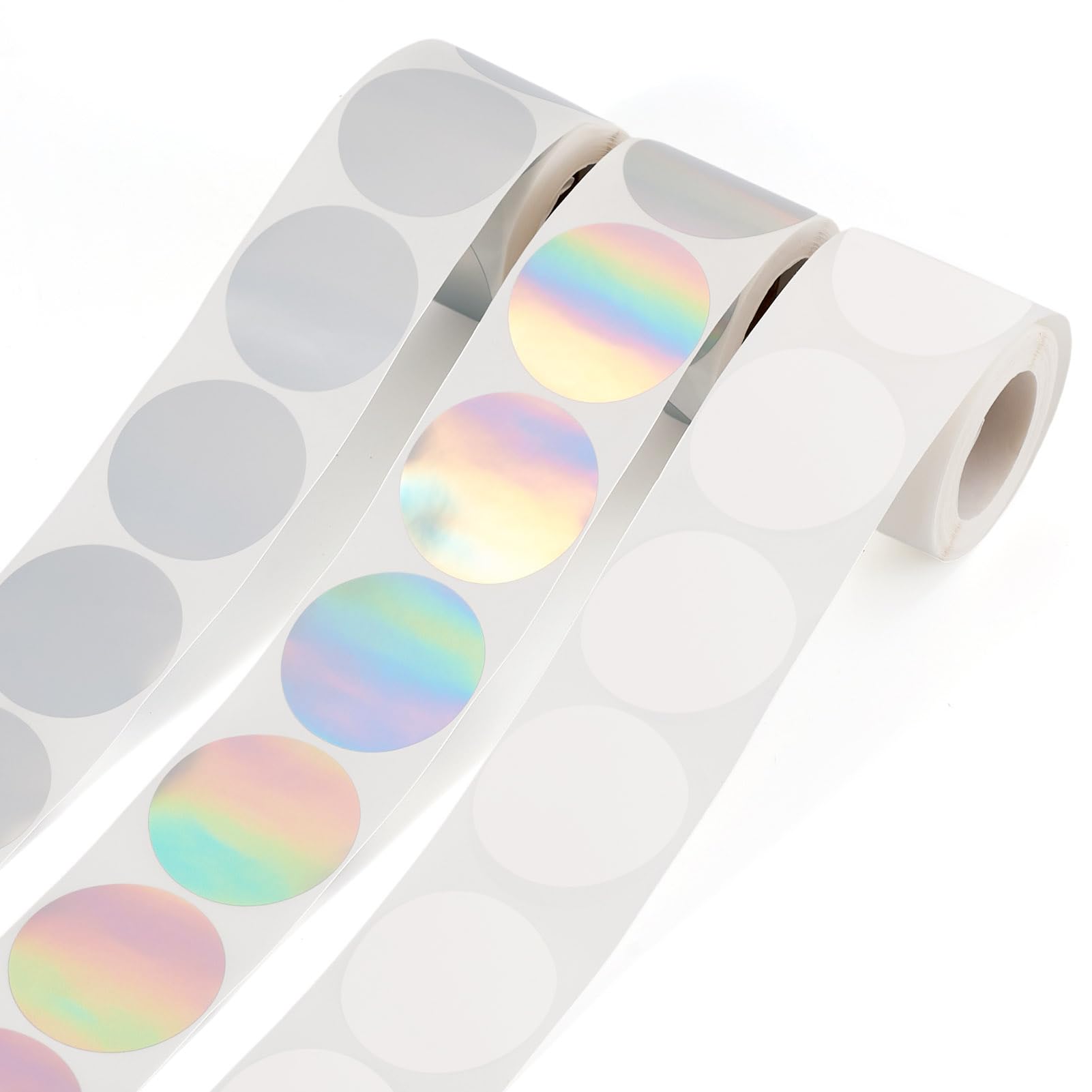 600Pcs Circle Thermal Sticker Labels Holographic Printable Circle Label Multi-Purpose Self-Adhesive Round Direct Thermal Labels for Business Logo Design QR Code Name Tag