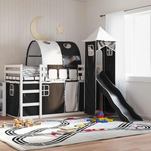 Nqyjm Litera sin colchón con tobogán blanco negro 90 x 200 cm Somier de láminas de fácil montaje para dormitorio, hotel, dormitorio L32H84164
