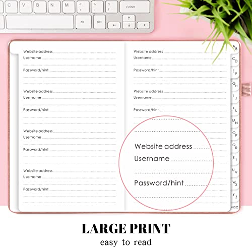 DRAPHY-Password-Book-with-Alphabetical-Tabs-Medium-Size-Internet-Password-Keeper-for-Logins-and-Web-Addresses-Leatherette-Hardcover-Password-Log-Notebook-Organizer-for-Home-and-Office-Rose-Gold DRAPHY-Password-Book-with-Alphabetical-Tabs-Medium-Size-Internet-Password-Keeper-for-Logins-and-Web-Addresses-Leatherette-Hardcover-Password-Log-Notebook-Organizer-for-Home-and-Office-Rose-Gold
