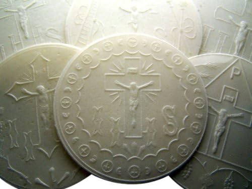 Assorted Pack of 100 White Altar Bread Embossed with Traditonal Designs 2 7/8" Dia Church Mass Hosts