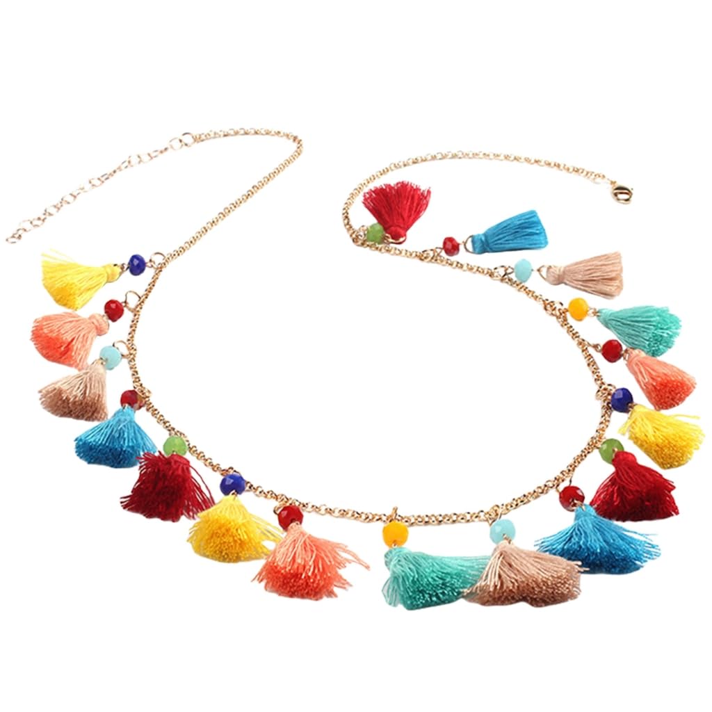 [Uitndvyte] Tassel Ethnic Long Necklace Bohemian Costume Sweater Chain Chain Various Occasions for Women and Girls, b