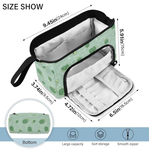 Image of Cute Turtle Green Pencil Case Pouch Big Capacity Pencil Bag Box Organizer Pen Case with Handle Pencil Cases for Girls Boys Women School College Office