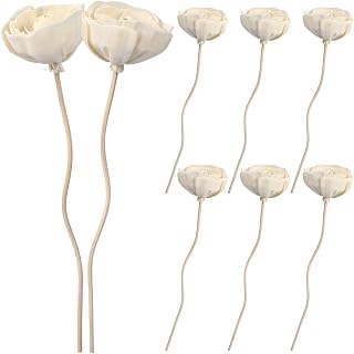Angoily - Difusor de 8 varillas de madera rosa con flor de ratán esencial aroma de aceite difusor para el hogar
