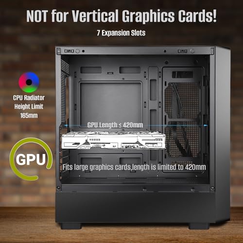 Gabinete para PC Mid Tower con panel lateral de vidrio templado y frente de madera de nogal - Compatible con placas base ATX, Micro-ATX y Mini-ITX - Negro miniatura 3