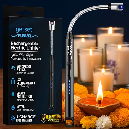 Rechargeable Lighter Gas Lighter for Kitchen Candle Electric Lightr Rechargeable Lighr for Gas Stove & Kitchen Lighr for Candles Arc Lighr - Melt Proof Head 1 Year Warranty