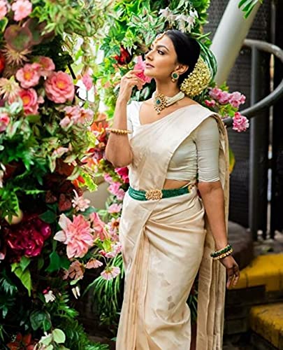 Image of Flosive Women's Kanjivaram Silk Saree With Handloom Weaving Work With Blouse Piece