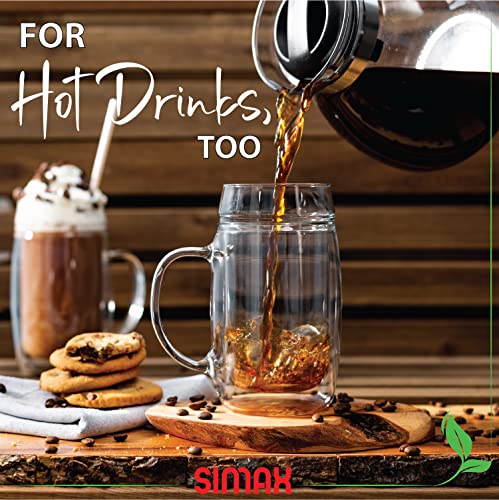 Simax Beer Mugs For Men: 17 Oz Double Walled Glass Beer Mug - Freezable Beer Glasses - Pint Beer Mugs & Steins - Beer Mugs With Handles - Insulated Beer Glasses For Men - Beer Mugs For Freezer (2) #TOP4