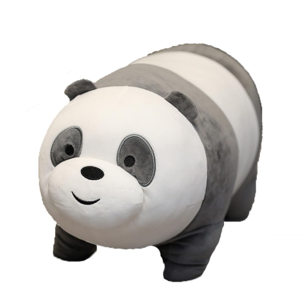 MayDee 3 BareBears Plüschpuppen - Niedliche Ice Bear, Grizzly, Panda Als Stehende Plüschtiere Für Kinder, Kawaii BareBears Kissen (Gray,38cm)