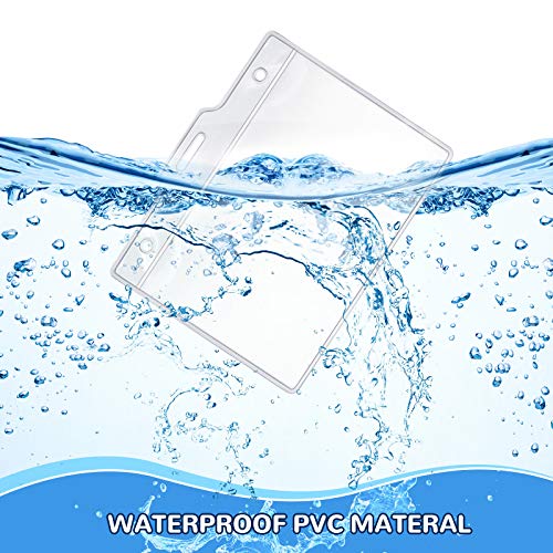 Image of 50 Set Name Tags with Clips Name Tag Holder for 4 x 3 ID Badge, Clear Waterproof Vinyl Plastic Sleeve Cover Horizontal Card Holder for Travel and Events