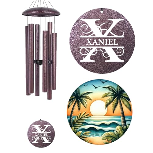 Image of Personalized Birthday Deep Tone Wind Chimes, Memorial Sympathy Retirement Anniversare Gifts Wind Chimes for Dad Mom Friends, Outdise Garden Decoration