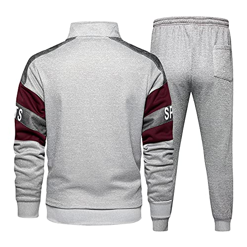 Men 2-Piece Sets Long Pants Sets Solid Long Sleeved O Neck Sports Suit Designer Hoodies For Men Grey #TOP2