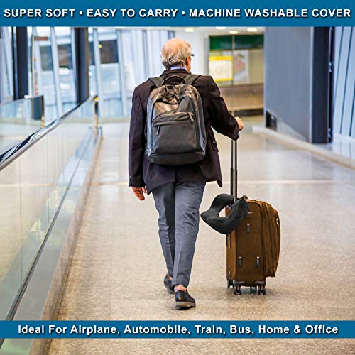 My Perfect Nights Travel Pillow 100% Pure Memory Foam Neck Pillow, Ideal for Women, Children, Comfortable & Breathable Cover, Machine Washable, Great for Airplane Travel