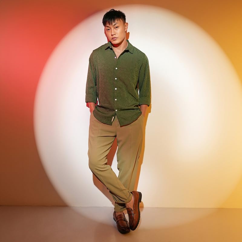 Image of CAHOOT Men's Solid Utility Shirt | Casual Wear | Spread Collar | Long Sleeve | Button Closure | Shirt Crafted with Comfort Fit for Everyday Wear