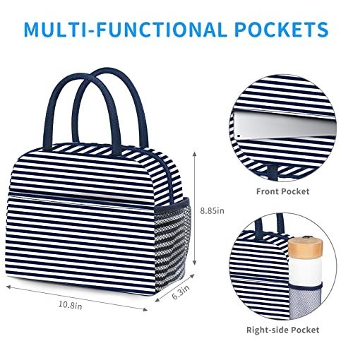 Lunch Bag Lunch Box For Women Men Reusable Insulated Lunch Tote Bag,Leakproof Thermal Cooler Sack Food Handbags Case High Capacity Fortravel Work,Navy Blue #TOP4