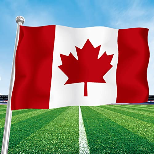 Drapeau Canada 150 x 90 cm avec 2 œillets Métalliques Grand Drapeau National Canada Flag Fanion Tissue Couleurs Vives Parfait Pour Les Festivals, Manif, Decoration Extérieur du Jardin Cover