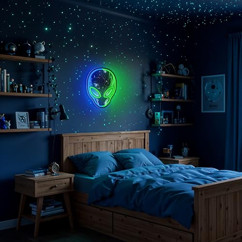 Image of Alien Neon Sign,Dimmable Alien LED Neon Signs for Wall Decor Bedroom Game Room Man Cave Party Decor, LED Light Sign Gifts for Teen Boy Room
