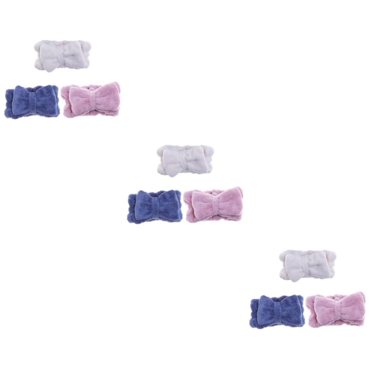 Housoutil 9pezzi Fasce Elastiche Per Microfibra Blu Rosa Bianco Nodo Accessori Per Makeup Sport e Spa Comode e Assorbenti