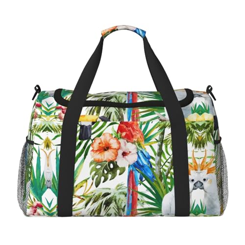 Bolsa de viaje para piscina, deportes y gimnasio grande con loros