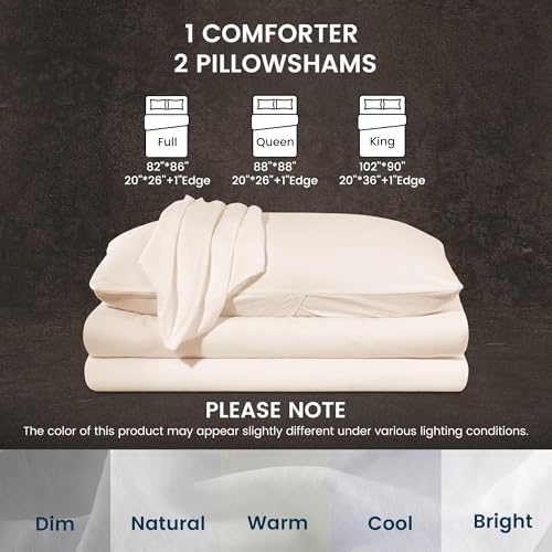 SLEEP ZONE Queen Comforter Set, Duvet Insert with Natural Wrinkle Texture, Cotton-Linen Feel, Lightweight and Breathable Fluffy Bedding Sets with 1 Comforter and 2 Pillow Shams (Beige) - image 5