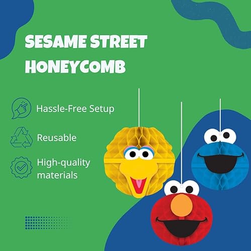 Vista 5 de amscan Decoraciones de panal de Plaza Sésamo, multicolor, talla única