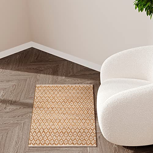 Tapete Ramanta Home algodón y yute 24x36 pulg blanco natural miniatura 4