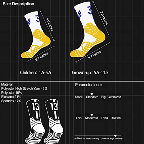 2-Pairs Basketball-Socks-for-Men & Boys, Basketball Team Lucky Number Sports-Star-Socks for Child & Adult4