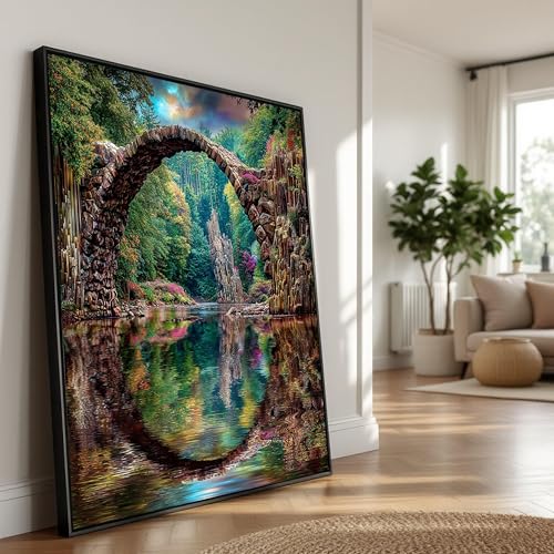 Tableau sur toile motif arche en pierre rustique 70 x 100 cm