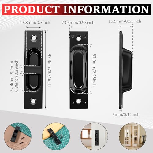 Tirador de borde para puerta corredera de 4 pulgadas, acero inoxidable 304, negro, 1 unidad para cocina, sala y baño miniatura 2