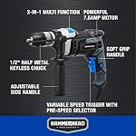 Hammerhead 7.5-Amp 1/2 Inch Variable Speed Hammer Drill with 6pcs Bit - HAHD075