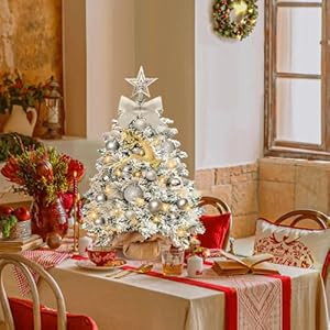 Miniflockedchristmastreewithlights2ftsmalltabletoptreewith24pcsdiydecorationsledlightsforindoorholidaydecor Urban Country Home Decor Mini flocked christmas tree with lights 2ft small tabletop tree with 24pcs diy decorations led lights for indoor holiday decor urban country home decor