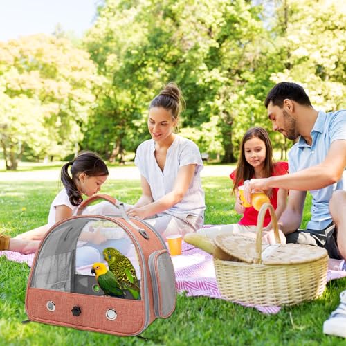 Bird-Carrier-Backpack-CageBird-Travel-Carrier-Backpack-Parrot-Carrier-Transparent-Breathable-Bird-Cage-Lightweight-Bird-Carriers-Flax-Orange