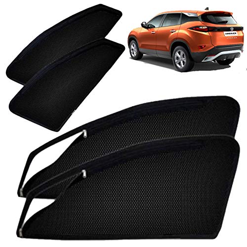 Image of Autofact Magnetic Car Sunshades Compatible with Tata Harrier (Set of 4) - Easy Installation, UV Protection, Keeps Car Cool (Front 2 with Zippers for Easy Access, Rear 2 Without Zippers)
