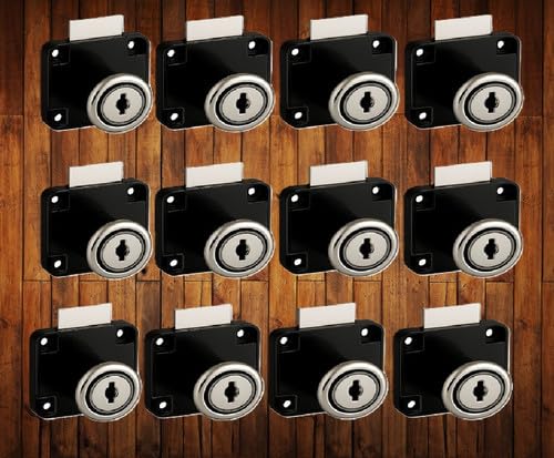 Smart Shophar Steel Kiwi Multipurpose Cabinet Drawer Lock for Cupboard Wardrobe Office Furniture Security Safe Locking Solution Durable Keys Storage Units Safety & Durability Black Silver Pack of 12