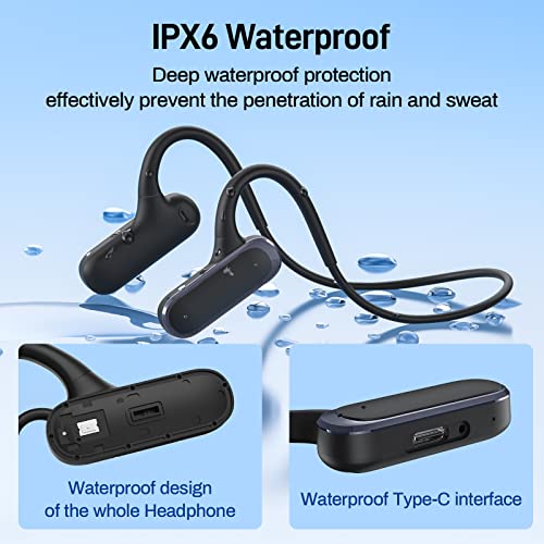 Dacom Open Ear Headphones Wireless Bluetooth Air Conduction Earphones 15 Hours Playtime Ipx6 Waterproof Lightweight Over-Ear Headphone With Mic For Sport Work Study Indoor And Outdoor Black #TOP5