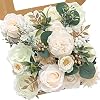 Serwalin White Artificial Flowers Fake Silk Flowers Wedding Cake Flowers for DIY Wedding Bouquets Bridal Shower Centerpieces Floral Arrangements Party Home Decor