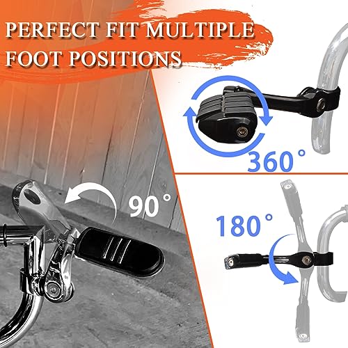 Fovplue 1.25" Highway Footpegs,Long Angled Adjustable Highway Pegs W/Mounts For Harley Touring Street Glide Electra Glide Road King Softail Cvo Dyna Trike Vrsc Sportster W/1-1/4" Engine Guard,Black#2 #TOP2