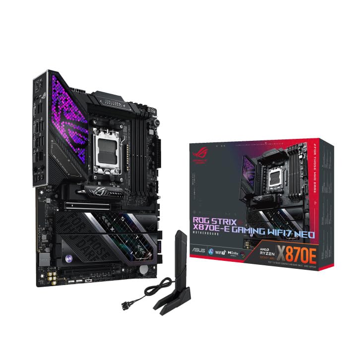 ASUS ROG STRIX X870E-E GAMING WIFI7 NEO, Scheda Madre AMD ATX, Slot DDR5 | Socket AM5, 18+2+2 Fasi di Alimentazione, 5 Slot M.2, PCIe 5.0x16 con Q-Release, WiFi 7 con Q-Antenna, Aura Sync, Nera