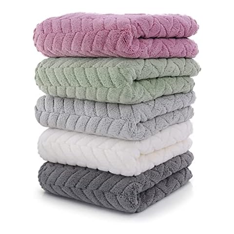 Hipruict Hand Towel with Hanging Loop, Set of 5 Hand Towels with Hanging Loop.Strongly Absorbent Hand Towels in Soft Microfibre with a Wheat Spike Pattern, Suitable for Kitchens and Bathrooms Cover