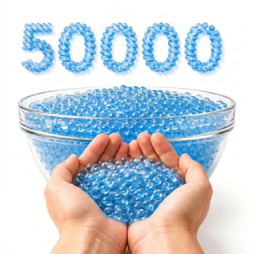 Image of VERAT Gel Blaster Refill Water Beads, Gel Balls, 7-8mm Gel Ammo for Compatible Gel Blaster Guns, Non-Toxic & Biodegradable Water Beads, Vase Filler, Plant Decoration & Home Decor(50000 Blue)