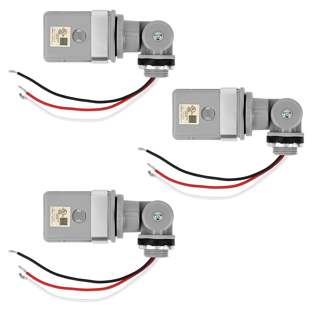 UDSKNV[KSL Outdoor 120VAC Dusk to Dawn Photocell Sensors-IP54 Waterproof Photoelectric Switch 3-Pack for Lighting Systems
