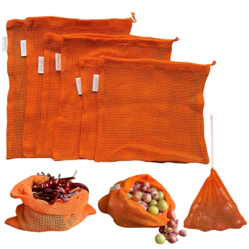 NECAVU 100% Cotton Set of 6 Fridge Drawstring Bags | Eco-Friendly...