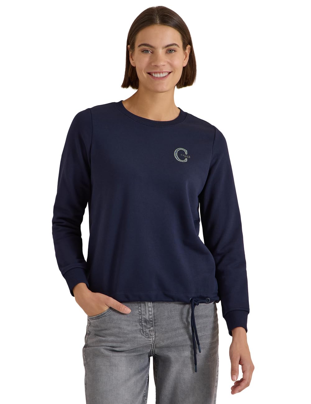 Cecil Sweatshirt with Crew Neck and Drawstring Urban Dark Blue XL