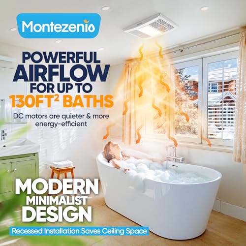 Image of Bathroom Exhaust Fan with Heater & Light 110 CFM 1.5 Sone Switch Includes