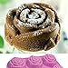 SENHAI Large Rose Flower Silicone Tray for Cake Bread Pudding Chocolate Muffin Soap, 6-Cavity 3D Ice Cube Handmade Molds- Purple & Blue & Pink