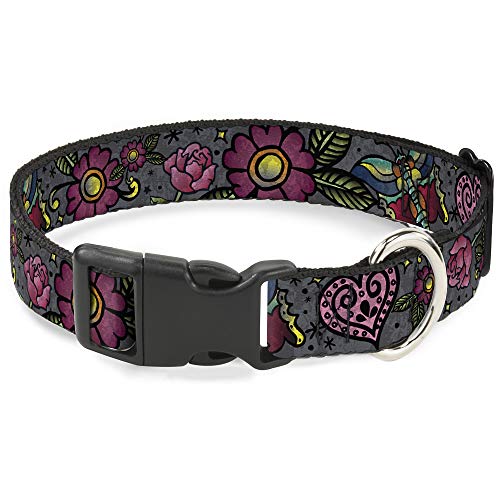 Collier Love Kills gris 16-58,4 cm avec boucle clip plastique pour chien medium